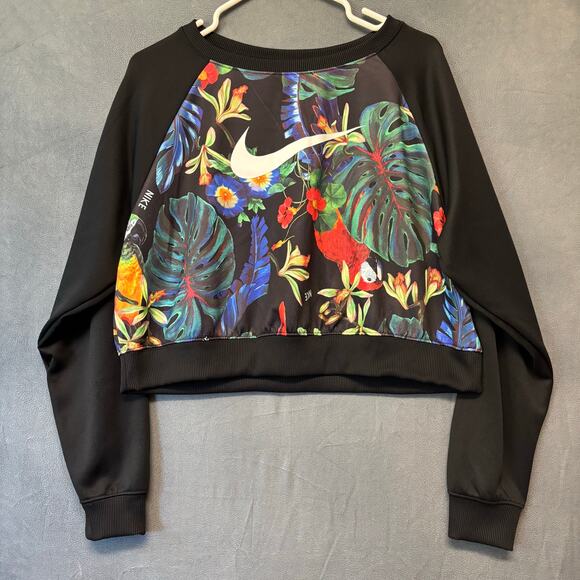Nike Damask Cropped Sweatshirt Crewneck Floral Hawaiian Skater Athletic Large - Picture 1 of 10